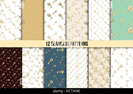 Seamless keys pattern set Stock Vector