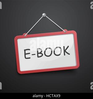 e-book hanging sign isolated on black wall Stock Vector