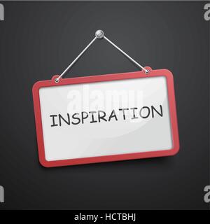 inspiration hanging sign isolated on black wall Stock Vector