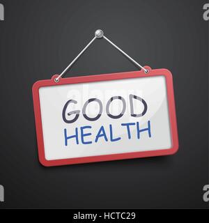 good health hanging sign isolated on black wall Stock Vector