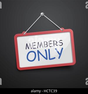 members only hanging sign isolated on black wall Stock Vector