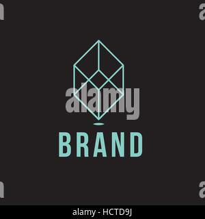 Architecture vector logo. Cube brand identity. Packaging emblem Stock Vector