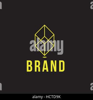 Architecture vector logo. Cube brand identity. Packaging emblem Stock Vector