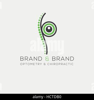 Optometry and chiropractice vector logo design template. Spine and eye vector design element Stock Vector