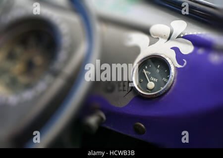 A fuel gauge on empty in an old VW Bus Stock Photo