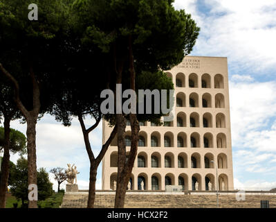 The Palazzo della Civiltà Italiana, also known as the Palazzo della Civiltà del Lavoro or Colosseo Quadrato in EUR, Rome. The square colisseum. Stock Photo