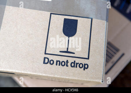 Do not drop sign on a parcel Stock Photo