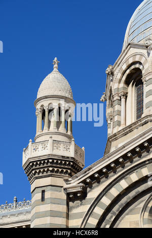 Domes & Cupolas of the Romano-Byzantine Style Marseille Cathedral or Cathédrale de la Major or Majeure, Marseille Stock Photo