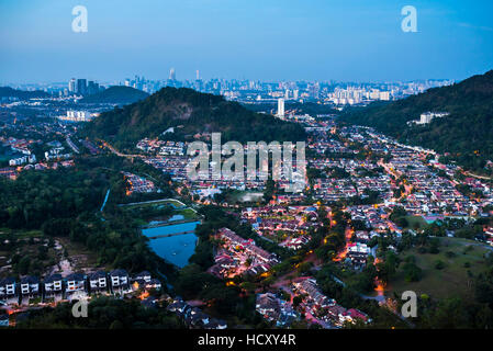 Kuala Lumpur skyline at night seen from Bukit Tabur Mountain, Malaysia Stock Photo