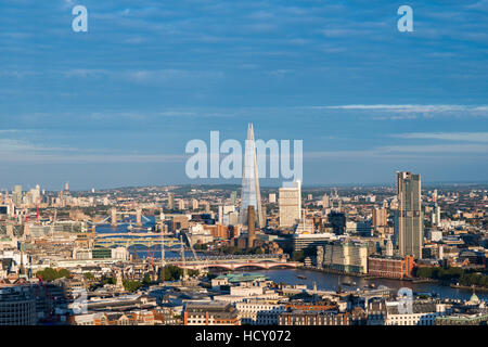 A view of London and the River Thames including The Shard, Tate Modern and Tower Bridge, London, UK Stock Photo