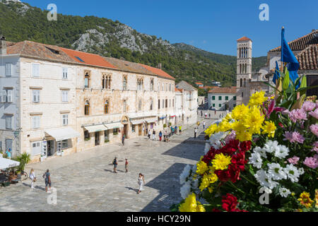 Main Square, Hvar, Hvar Island, Dalmatia, Croatia Stock Photo