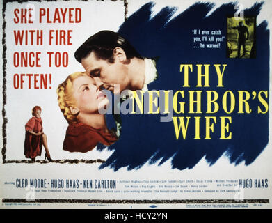 THY NEIGHBOR'S WIFE, from left: Cleo Moore, Hugo Haas, 1953, TM
