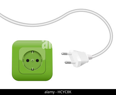 Green plug and socket - clean eco power - green energy - NEMA connector ...