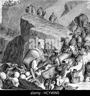 Hannibal's crossing of the Alps in 218 BC was one of the major events of the Second Punic War, the story of the ancient Rome, roman Empire, Italy Stock Photo