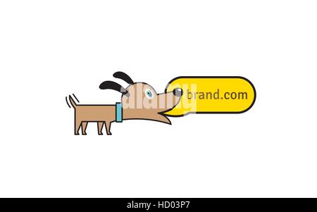 Funny dog vector logo template. Dog illustration. Veterinary brand. Pet shop sign. Stock Vector