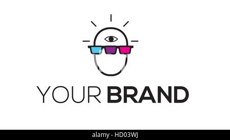 3d or 4d cinema eyeglasses vector logo design template Stock Vector