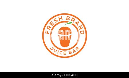 Fresh juice vector logo design template. Orange juice monster illustration Stock Vector