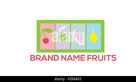 Fresh fruits vector logo design template. Organic salad vector logo template. Bio fresh products emblem. Eco production label Stock Vector