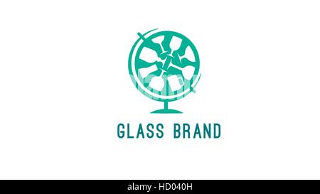 Glasses globe vector logo design template. Stock Vector