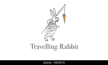 Gourmet traveling rabbit vector logo Stock Vector