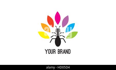 Ant  and color leaves vector logo design template Stock Vector