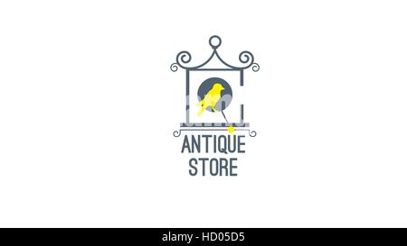 Antique bird clock vector logo design template (sign, symbol. emblem, label) Stock Vector