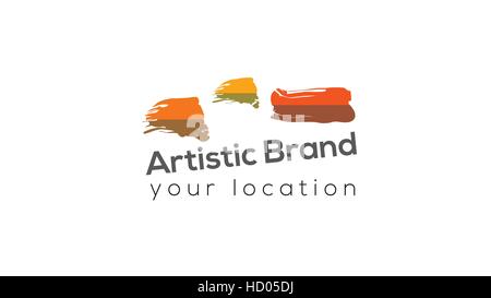 Paint strokes vector logo design template Stock Vector