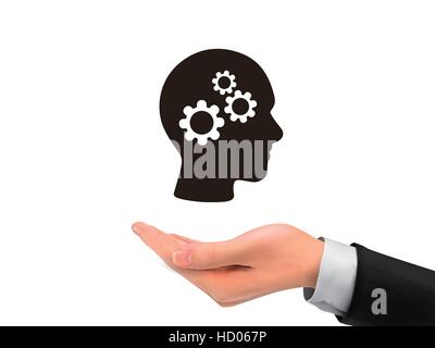 teamwork symbol holding by realistic hand over white background Stock Vector