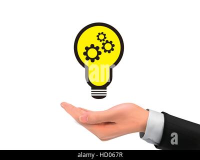 creativity icon holding by realistic hand over white background Stock Vector