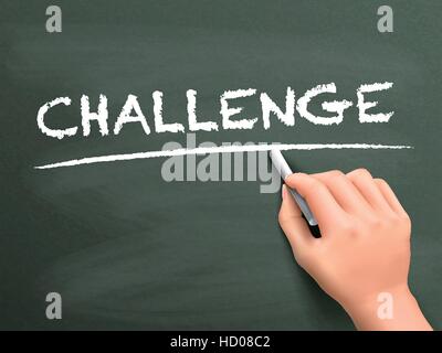 challenge word written by hand on blackboard Stock Vector