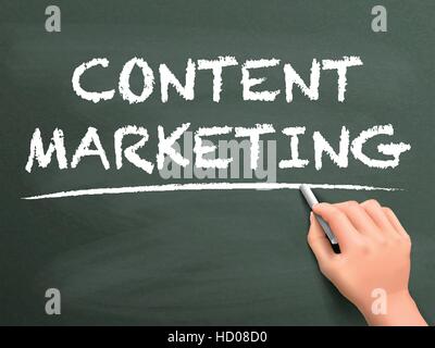 content marketing words written by hand on blackboard Stock Vector