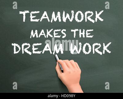 teamwork makes the dream work written by hand isolated on blackboard Stock Vector