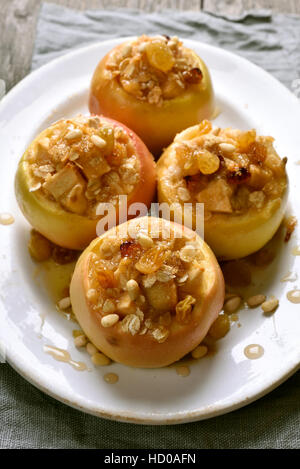Baked apples, healthy fruit dessert Stock Photo