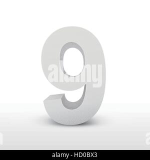 white texture number nine isolated over white background Stock Vector