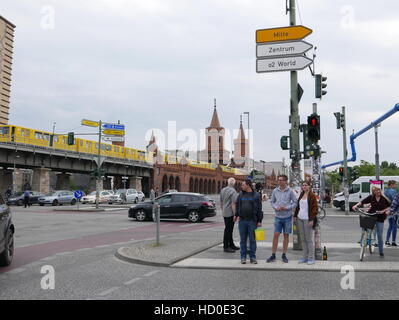 GERMANY - Berlin Oberbaum Bridge, near Warschauer Station, Spree River. photo by Sean Sprague Stock Photo