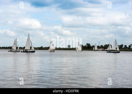 SNEEK,HOLLAND - AUGUST 09 2016:Unidentified people sailing on the Princess Margriet channal during  the sneek week on  August 09, 2016 in Sneek,Hollan Stock Photo