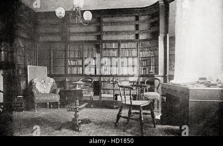 The library at Gad's Hill Place, Higham, Kent, England.  Home of Charles John Huffam Dickens, 1812 – 1870.  English writer and social critic. Stock Photo