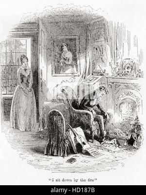 The death of Dora, illustration from the Charles Dicken's novel David Copperfield. Charles John Huffam Dickens, 1812 – 1870.  English writer and social critic. Stock Photo