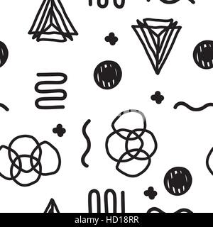 Vector seamless geometric doodle pattern Stock Vector