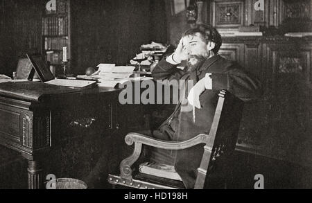 Alphonse Daudet, 1840 – 1897.  French novelist.  Seen here in his study. Stock Photo