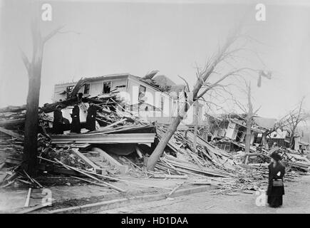 Tornado Destruction, Omaha, Nebraska, USA, Bain News Service, March 1913 Stock Photo