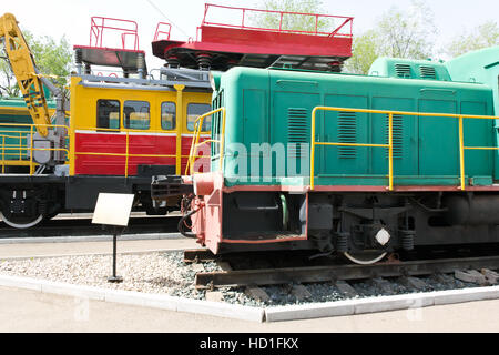 Photo of Russian rail road locomotive in Samara Stock Photo