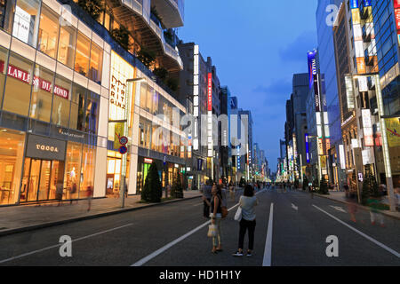 Ginza Shopping District, Tokyo, Japan Stock Photo