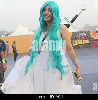 New Delhi, India. 09th Dec, 2016. Artist wearing cartoonist Costume During Sixth Delhi Comic con at the Okhla grounds in Delhi on Friday. Credit:  Shrikant Singh/Pacific Press/Alamy Live News Stock Photo