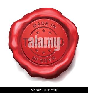 made in Thailand red wax seal over white background Stock Vector