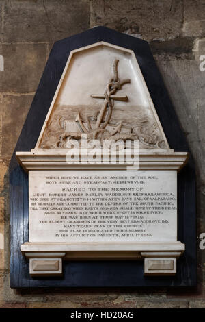 Ripon Cathedral wall monument to Lieutenant Ingleby Stuart Jefferson RN ...