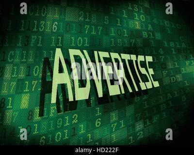 advertise word isolated on internet digital background Stock Vector