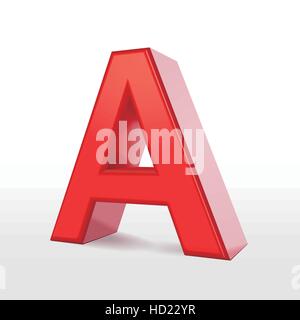 3d red letter A isolated on white background Stock Vector