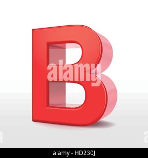 3d red letter B isolated on white background Stock Vector