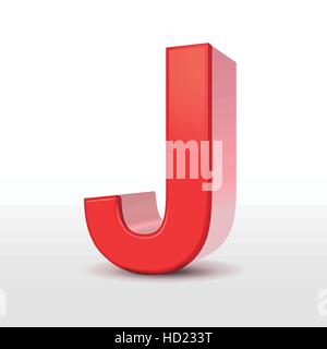 3d red letter J isolated on white background Stock Vector